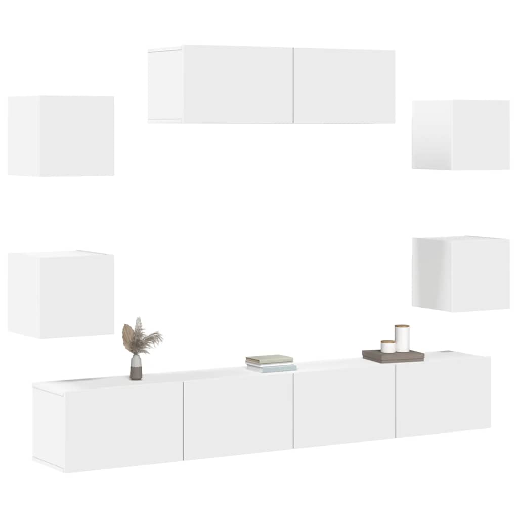 vidaXL 7 Piece TV Cabinet Set White Engineered Wood