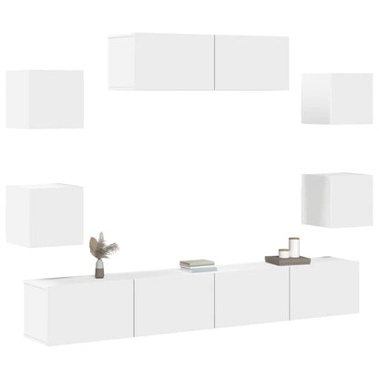 vidaXL 7 Piece TV Cabinet Set White Engineered Wood