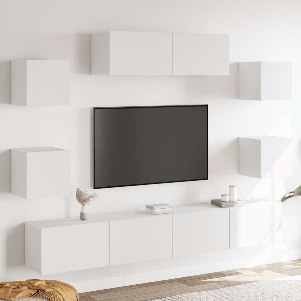 vidaXL 7 Piece TV Cabinet Set White Engineered Wood