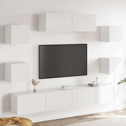 vidaXL 7 Piece TV Cabinet Set White Engineered Wood