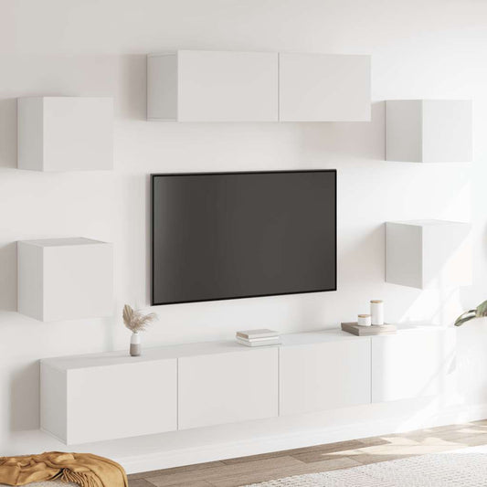 vidaXL 7 Piece TV Cabinet Set White Engineered Wood