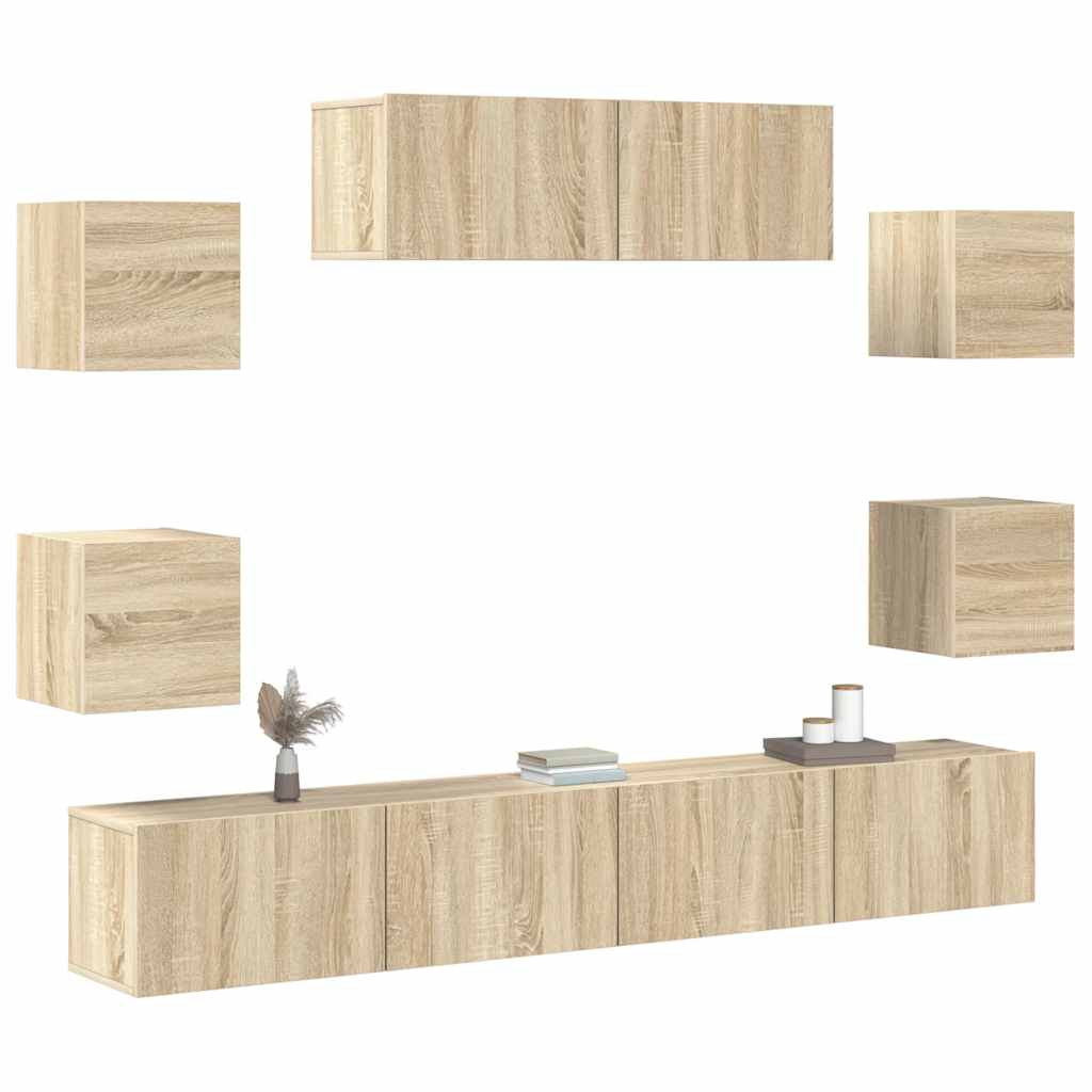 vidaXL 7 Piece TV Cabinet Set Sonoma Oak Engineered Wood