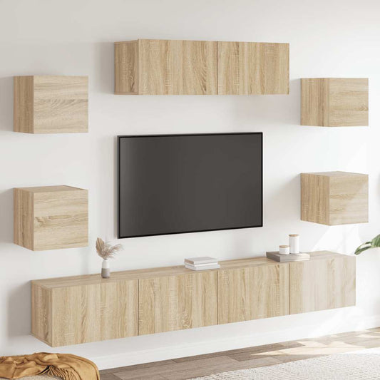 vidaXL 7 Piece TV Cabinet Set Sonoma Oak Engineered Wood