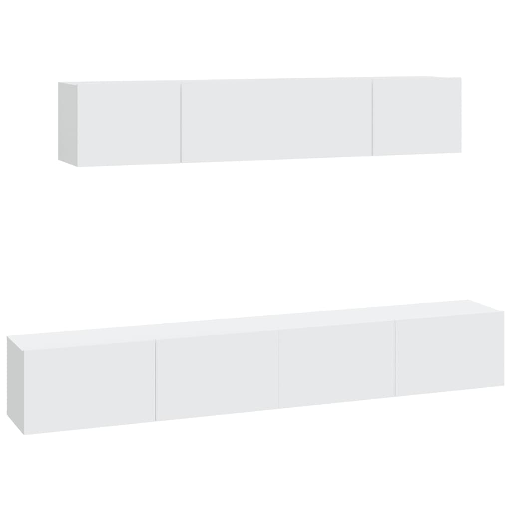 vidaXL 4 Piece TV Cabinet Set White Engineered Wood