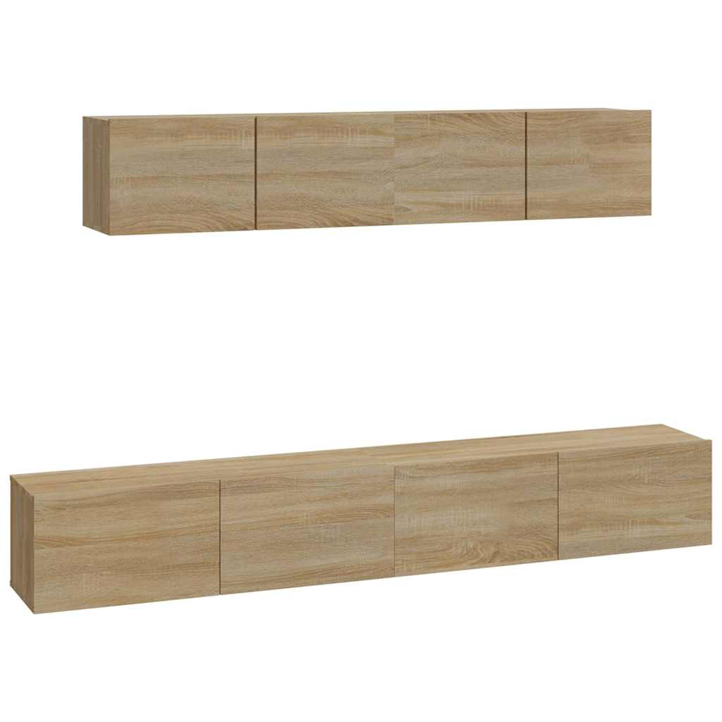 vidaXL 4 Piece TV Cabinet Set Sonoma Oak Engineered Wood