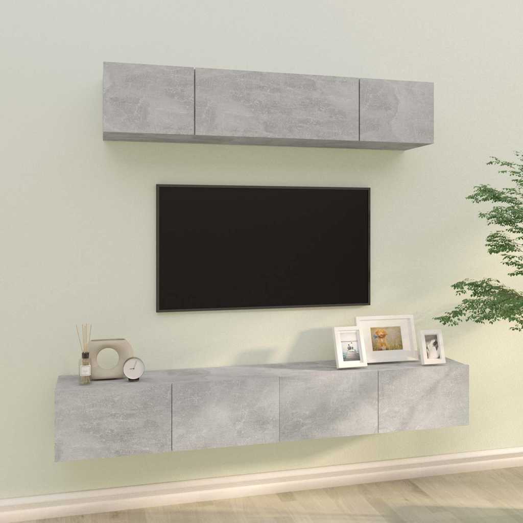 vidaXL 4 Piece TV Cabinet Set Concrete Grey Engineered Wood