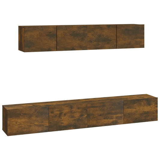vidaXL 4 Piece TV Cabinet Set Smoked Oak Engineered Wood