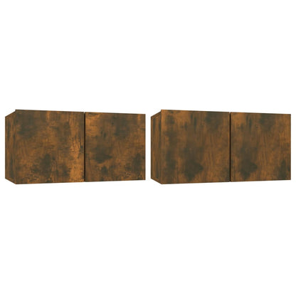 vidaXL 4 Piece TV Cabinet Set Smoked Oak Engineered Wood