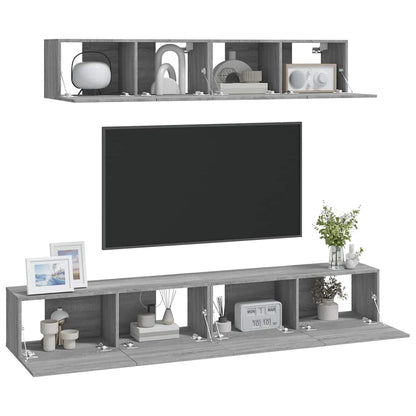 vidaXL 4 Piece TV Cabinet Set Grey Sonoma Engineered Wood