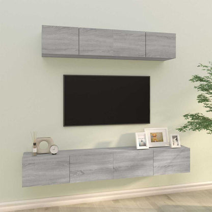 vidaXL 4 Piece TV Cabinet Set Grey Sonoma Engineered Wood