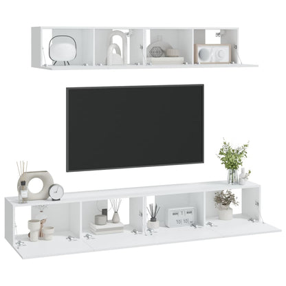 vidaXL 4 Piece TV Cabinet Set White Engineered Wood