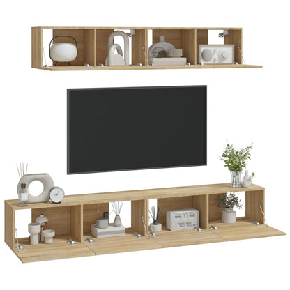 vidaXL 4 Piece TV Cabinet Set Sonoma Oak Engineered Wood