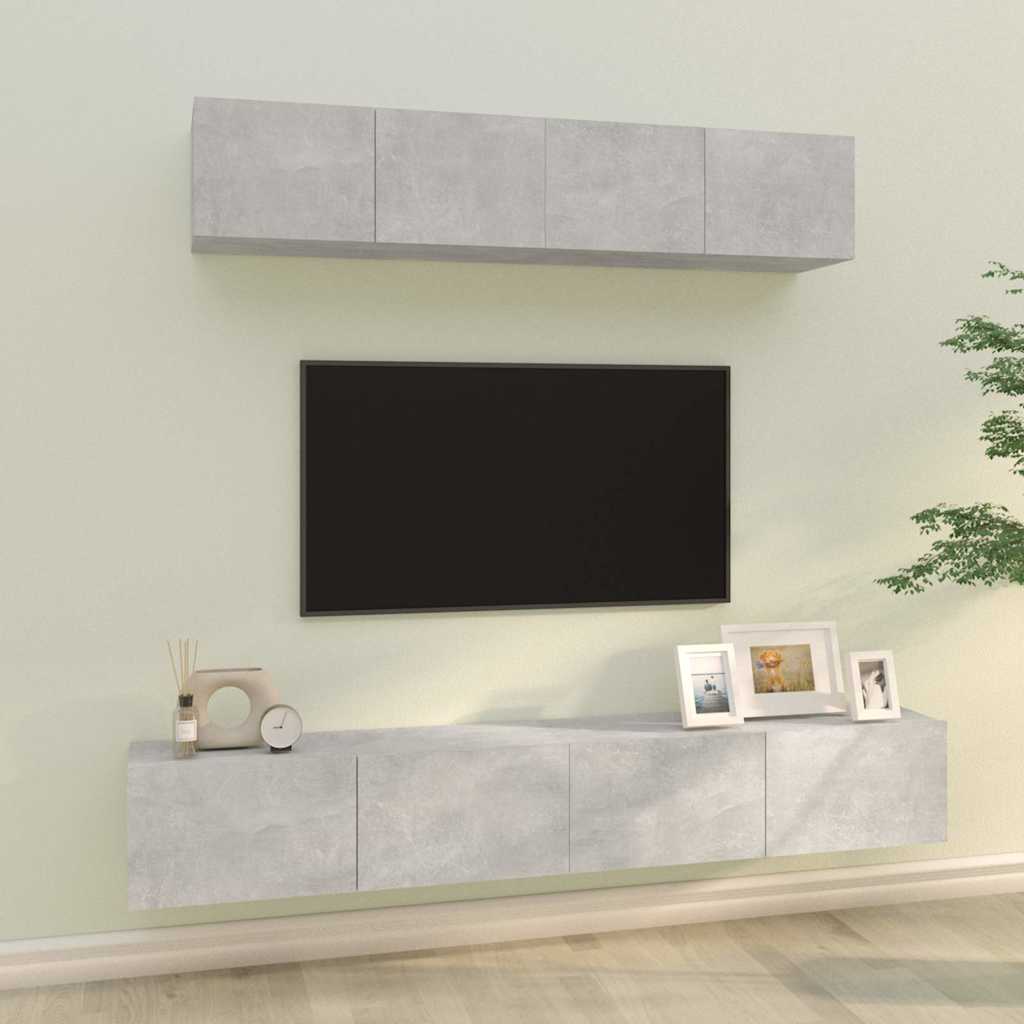 vidaXL 4 Piece TV Cabinet Set Concrete Grey Engineered Wood