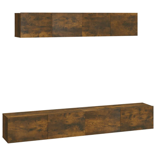 vidaXL 4 Piece TV Cabinet Set Smoked Oak Engineered Wood