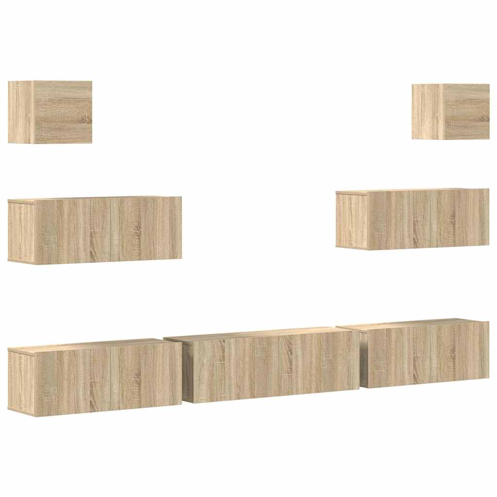 vidaXL 7 Piece TV Cabinet Set Sonoma Oak Engineered Wood