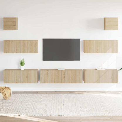 vidaXL 7 Piece TV Cabinet Set Sonoma Oak Engineered Wood