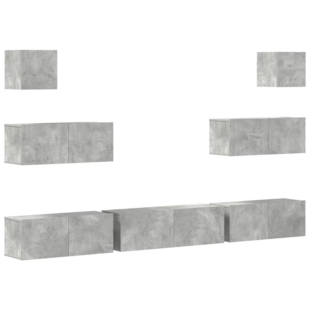 vidaXL 7 Piece TV Cabinet Set Concrete Grey Engineered Wood