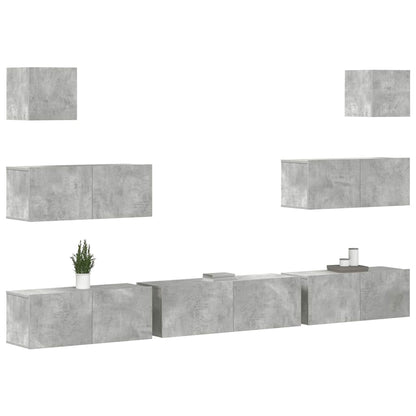 vidaXL 7 Piece TV Cabinet Set Concrete Grey Engineered Wood