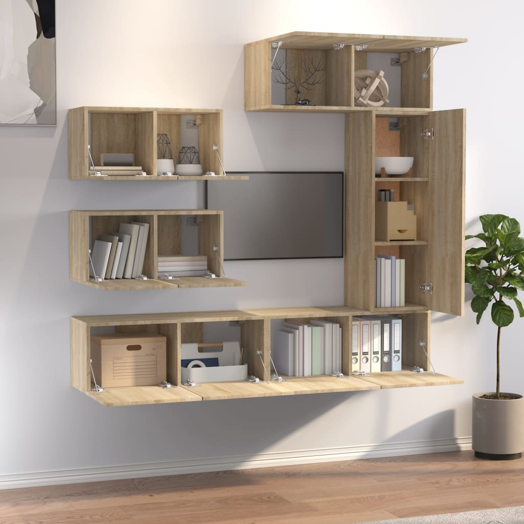 vidaXL 6 Piece TV Cabinet Set Sonoma Oak Engineered Wood