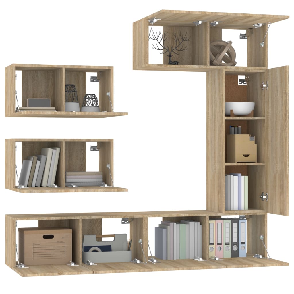 vidaXL 6 Piece TV Cabinet Set Sonoma Oak Engineered Wood