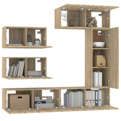 vidaXL 6 Piece TV Cabinet Set Sonoma Oak Engineered Wood