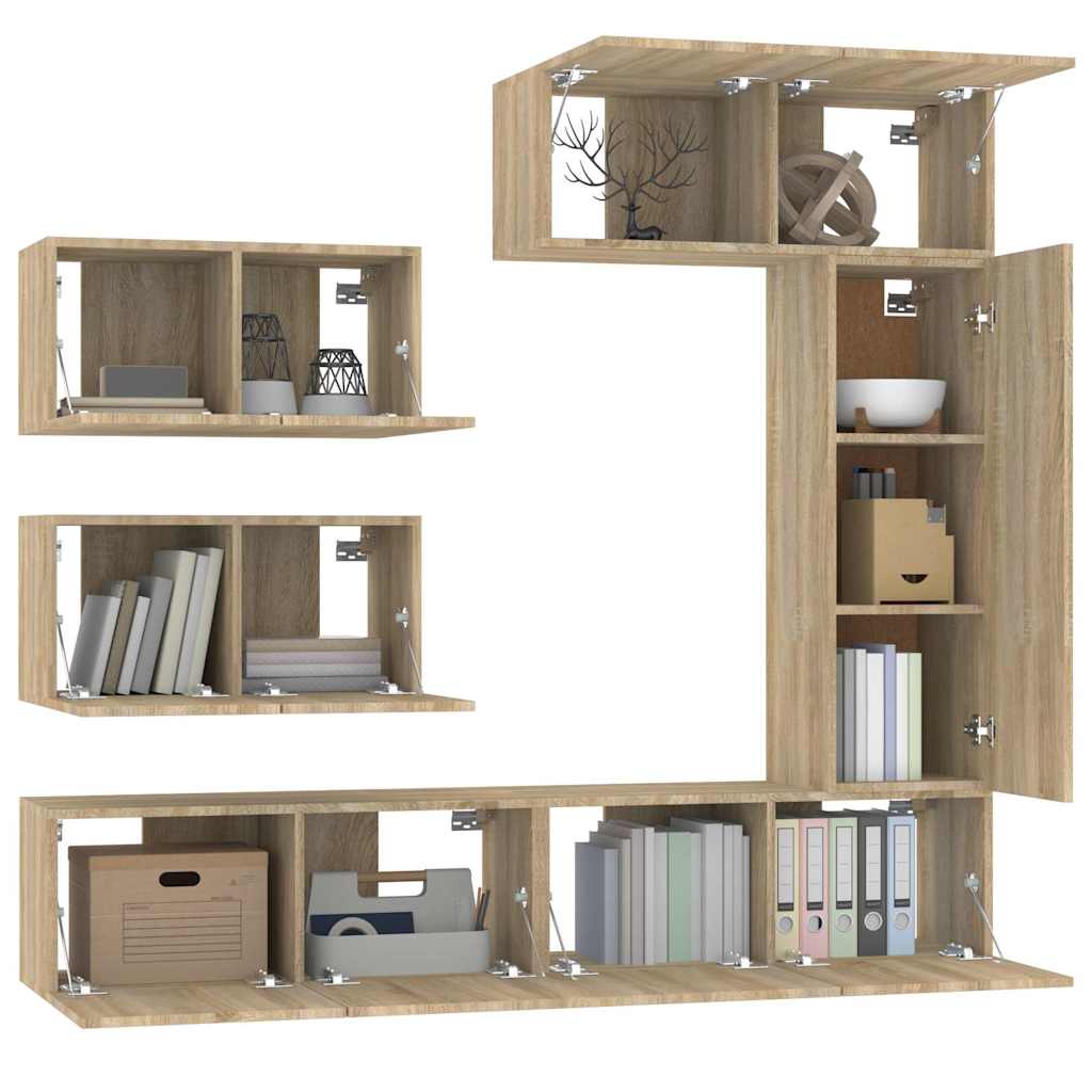vidaXL 6 Piece TV Cabinet Set Sonoma Oak Engineered Wood