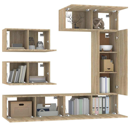 vidaXL 6 Piece TV Cabinet Set Sonoma Oak Engineered Wood