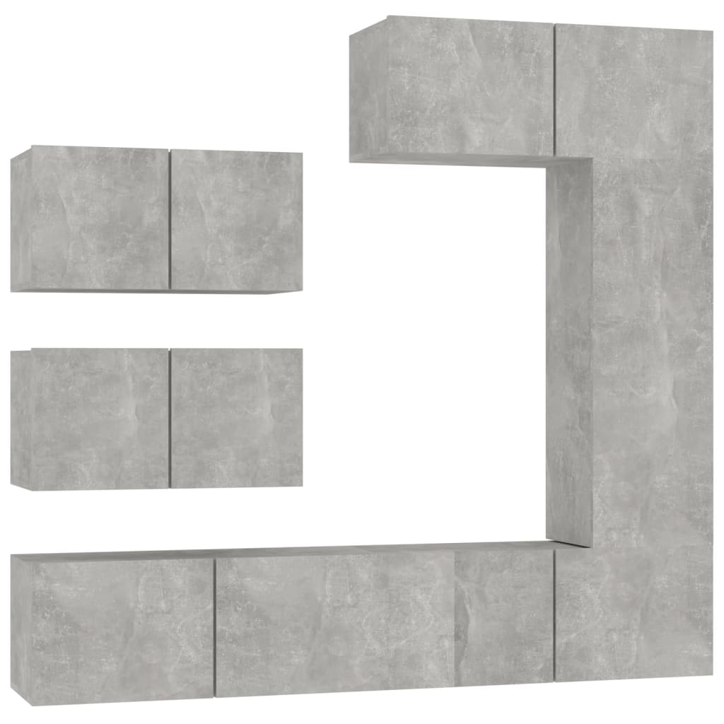 vidaXL TV Cabinet Set | Set of 6 | Concrete Grey | Engineered Wood | Medium