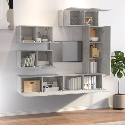 vidaXL TV Cabinet Set | Set of 6 | Concrete Grey | Engineered Wood | Medium