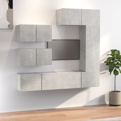 vidaXL TV Cabinet Set | Set of 6 | Concrete Grey | Engineered Wood | Medium