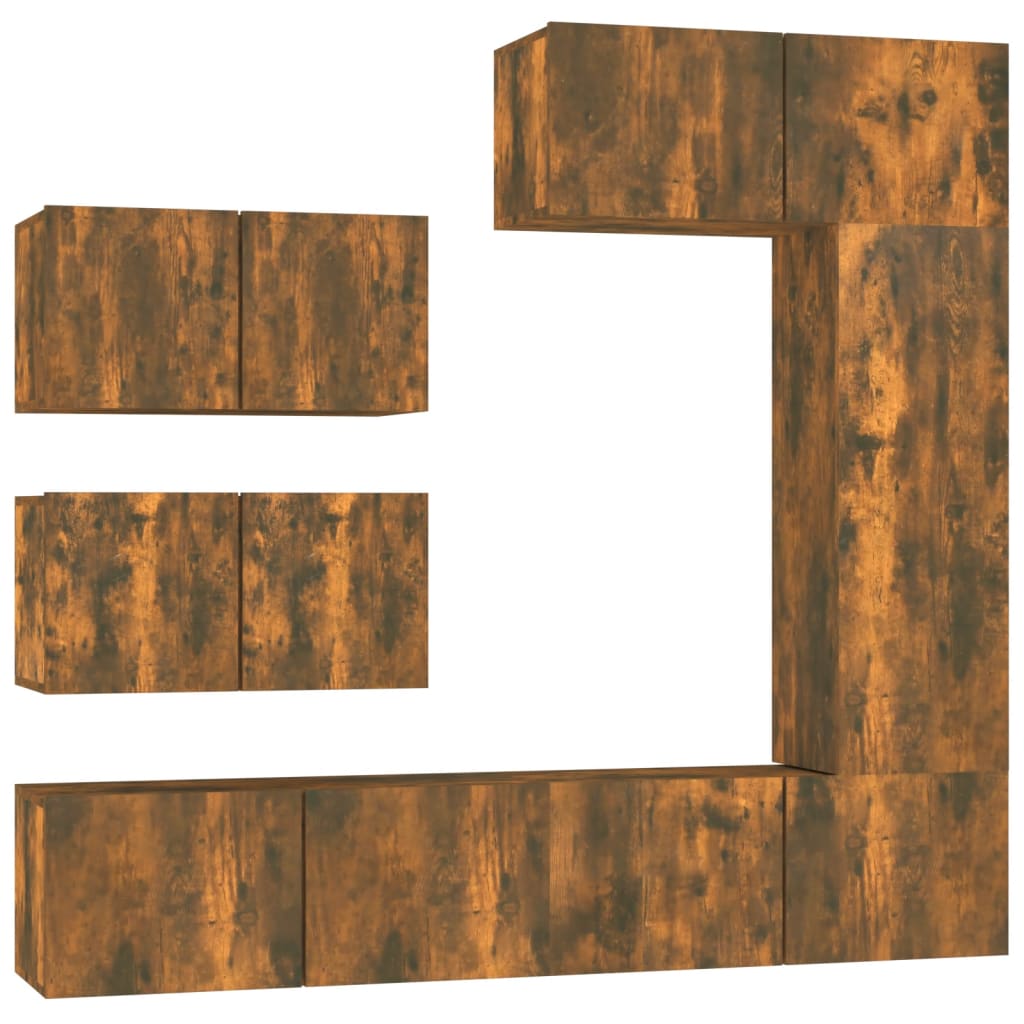 vidaXL 6 Piece TV Cabinet Set Smoked Oak Engineered Wood