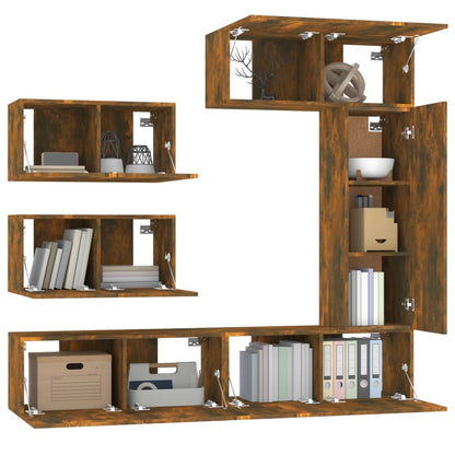 vidaXL 6 Piece TV Cabinet Set Smoked Oak Engineered Wood
