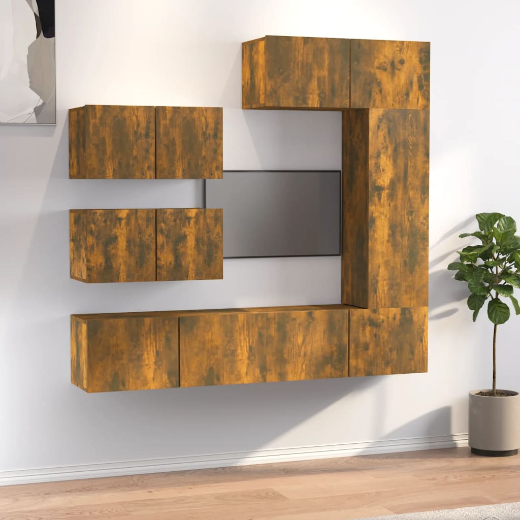 vidaXL 6 Piece TV Cabinet Set Smoked Oak Engineered Wood