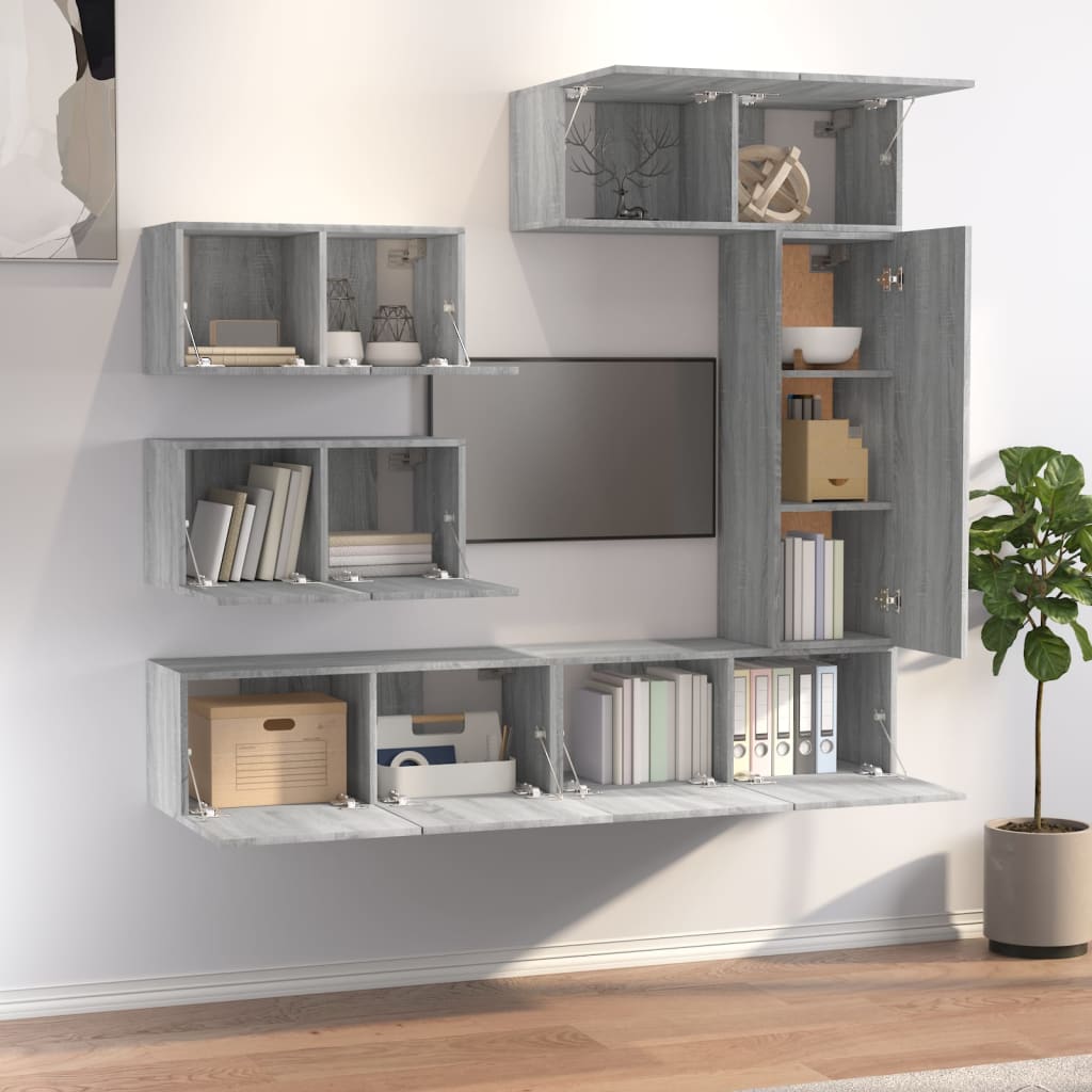 vidaXL 6 Piece TV Cabinet Set Grey Sonoma Engineered Wood