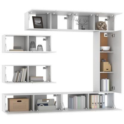 vidaXL Tv Cabinet Set | Set of 7 | White | Engineered Wood | Medium to Large