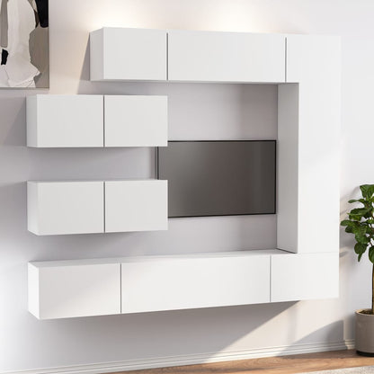vidaXL Tv Cabinet Set | Set of 7 | White | Engineered Wood | Medium to Large
