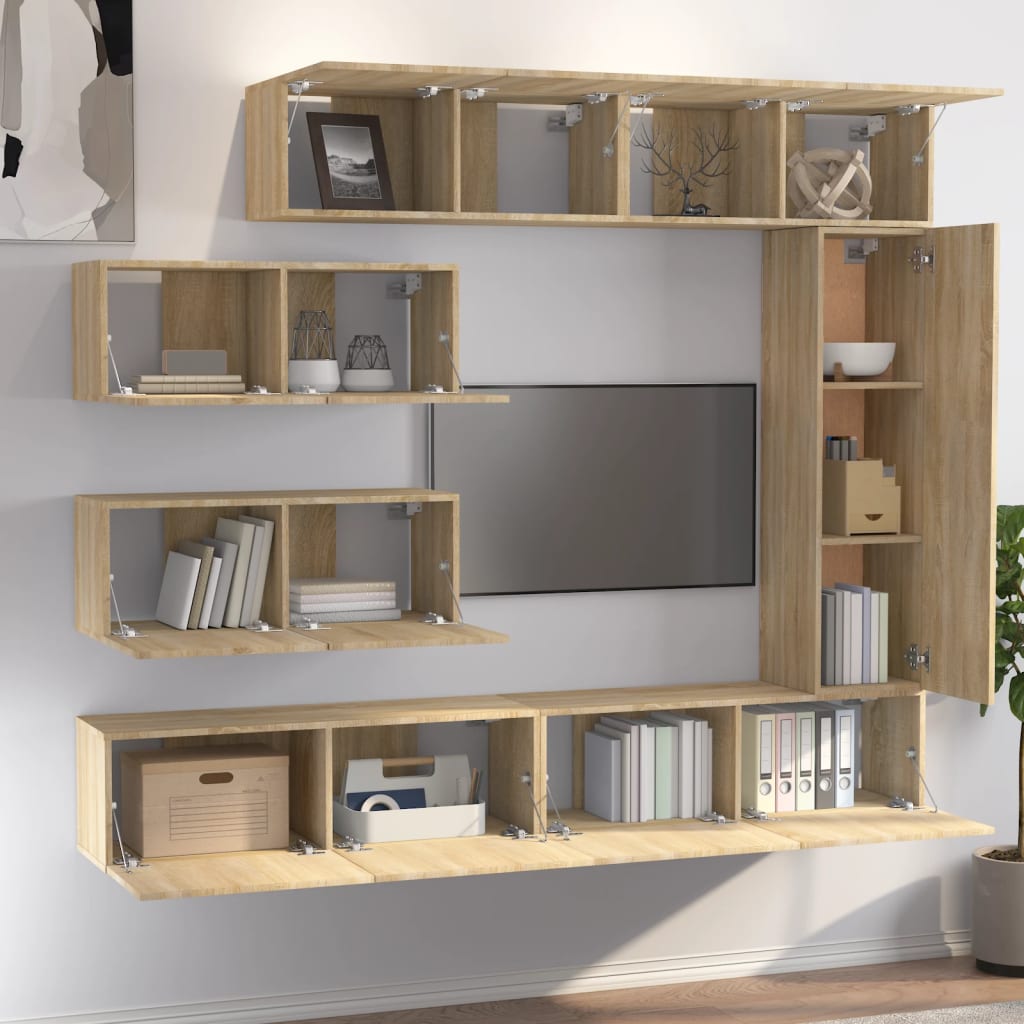 vidaXL Tv Cabinet Set | Set of 7 | Sonoma oak | Engineered wood | Standard