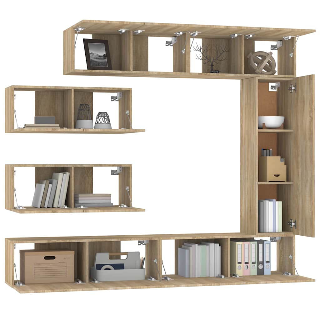 vidaXL 7 Piece TV Cabinet Set Sonoma Oak Engineered Wood