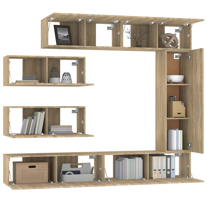 vidaXL 7 Piece TV Cabinet Set Sonoma Oak Engineered Wood
