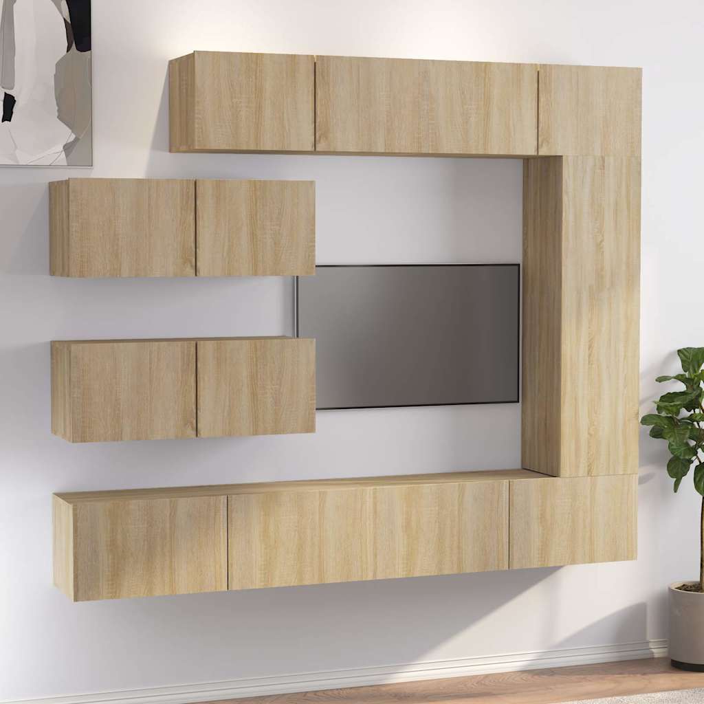 vidaXL 7 Piece TV Cabinet Set Sonoma Oak Engineered Wood