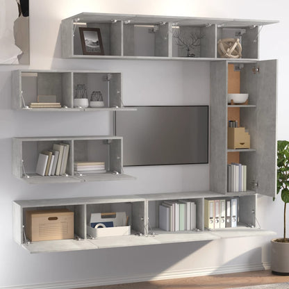 vidaXL TV Cabinet Set | 7 Piece | Concrete Grey | Engineered Wood | Wall Mounted