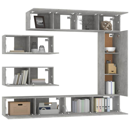 vidaXL 7 Piece TV Cabinet Set Concrete Grey Engineered Wood