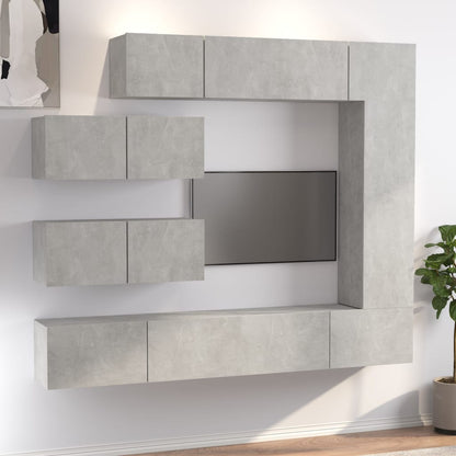 vidaXL TV Cabinet Set | 7 Piece | Concrete Grey | Engineered Wood | Wall Mounted