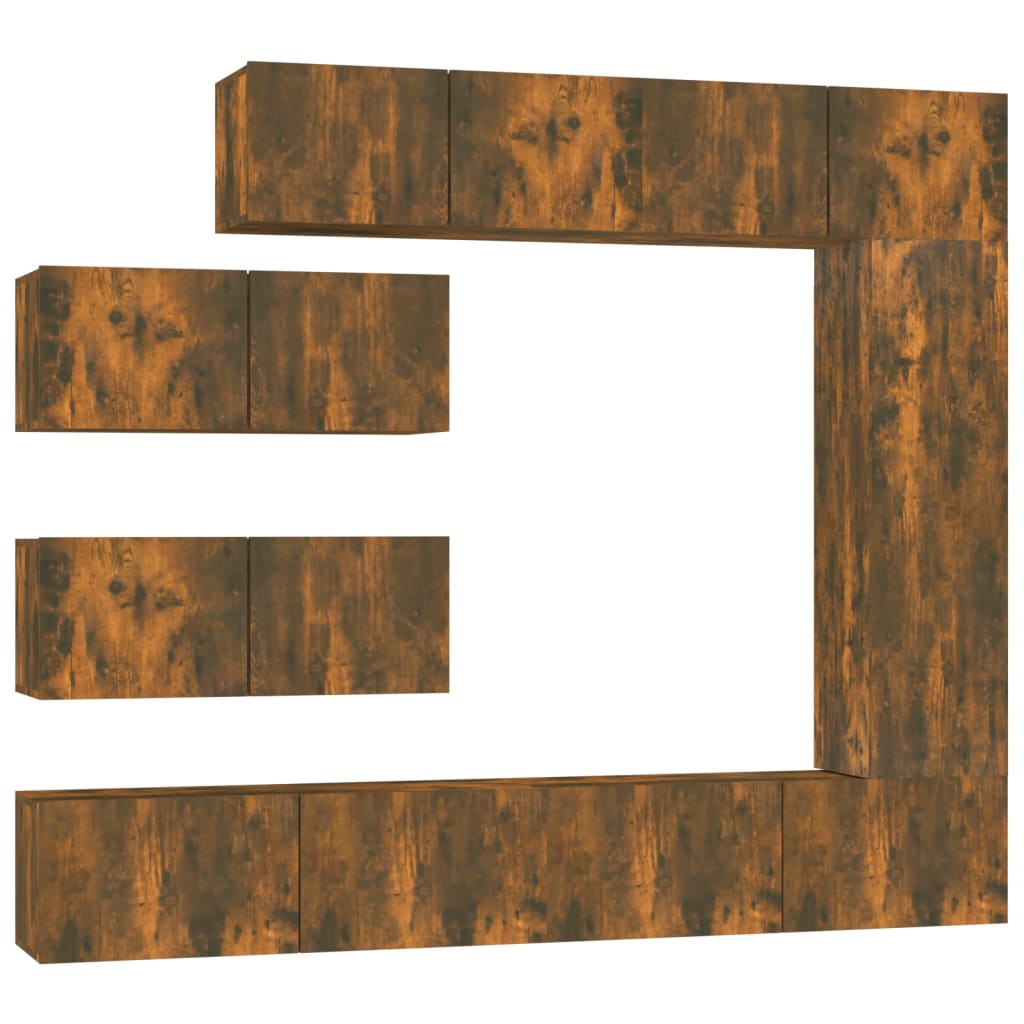 vidaXL 7 Piece TV Cabinet Set Smoked Oak Engineered Wood