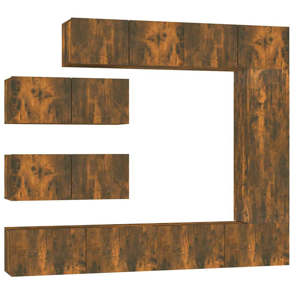 vidaXL 7 Piece TV Cabinet Set Smoked Oak Engineered Wood