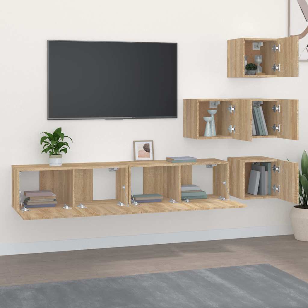 vidaXL Wall-mounted TV Cabinet Sonoma Oak Engineered Wood