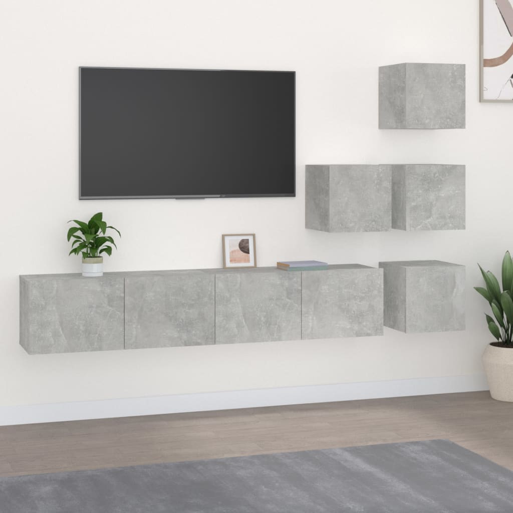 vidaXL Wall-mounted TV Cabinet Concrete Grey Engineered Wood