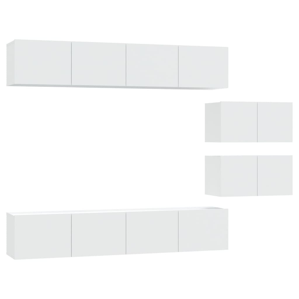 vidaXL 4 Piece TV Cabinet Set White Engineered Wood