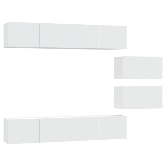 vidaXL 4 Piece TV Cabinet Set White Engineered Wood