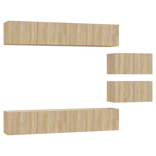 vidaXL 4 Piece TV Cabinet Set Sonoma Oak Engineered Wood